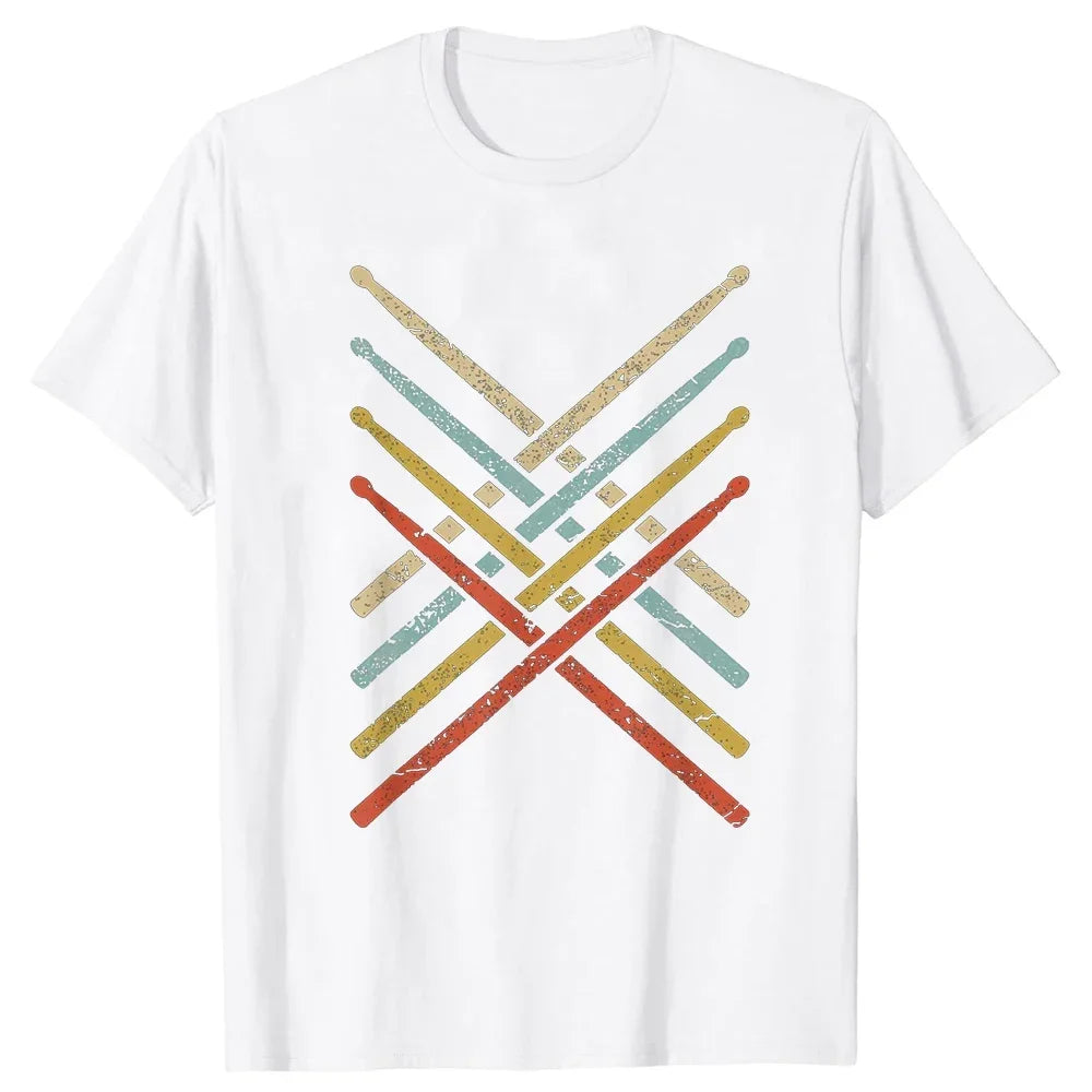 Drummer Retro Vintage Evolution Of Man Drumsticks Drumset Drum Set T Shirt Harajuku Cotton I Destroy Silence Drumming T-shirts